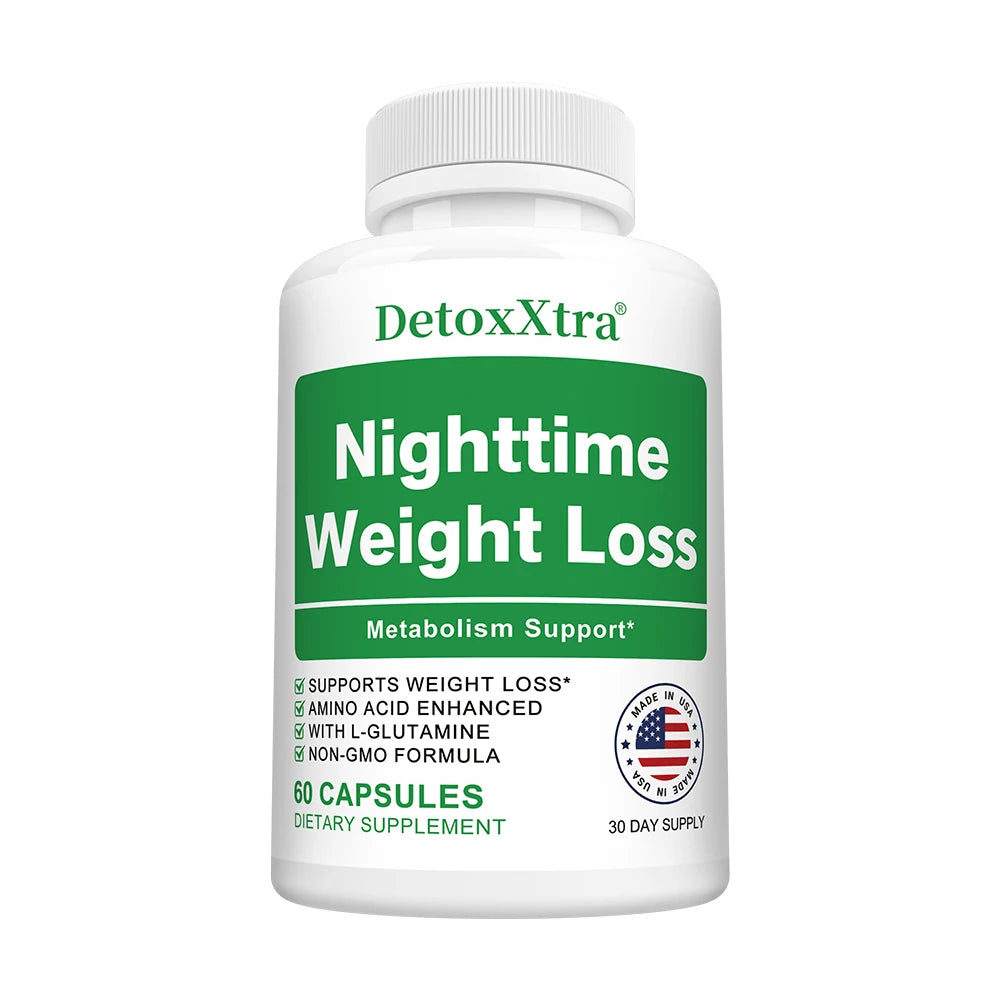 Nighttime Fat Burner Capsules, Muscle Recovery, Appetite Suppressant, Metabolism Booster, Relaxation & Restful Sleep Support