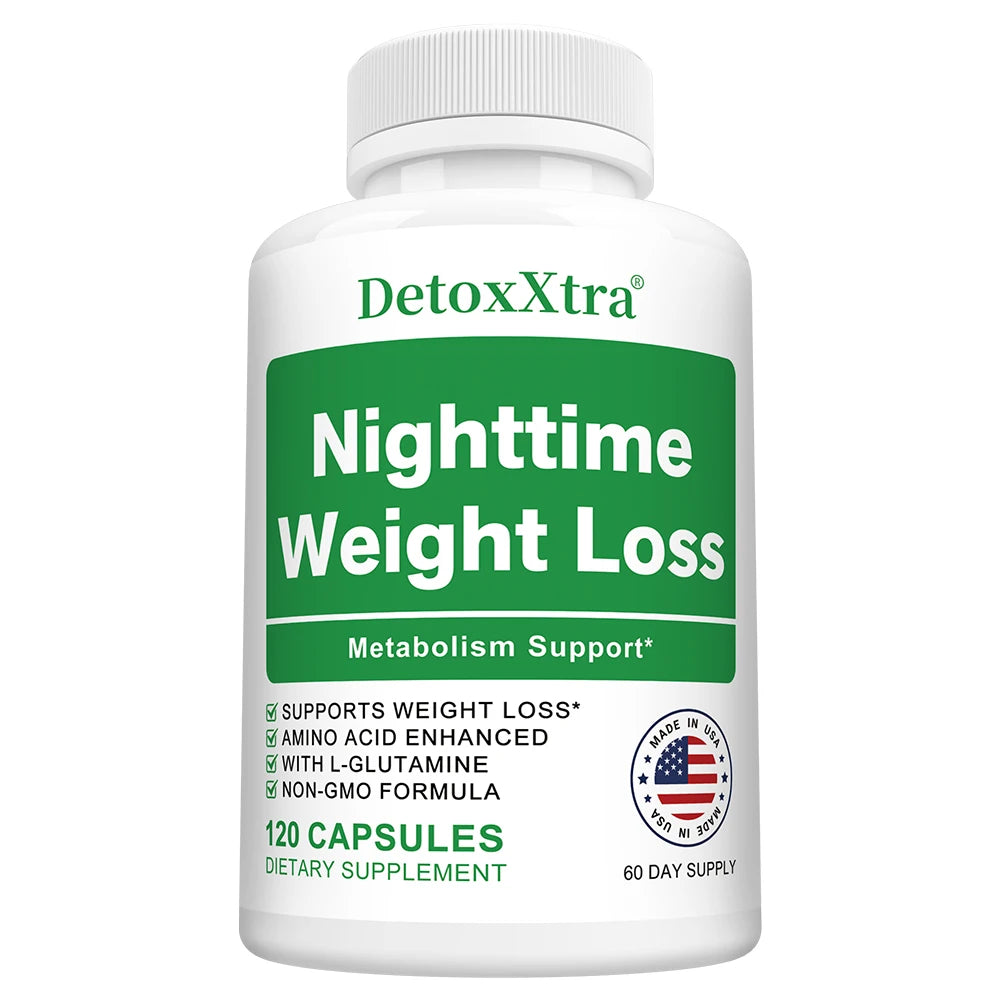 Nighttime Fat Burner Capsules, Muscle Recovery, Appetite Suppressant, Metabolism Booster, Relaxation & Restful Sleep Support